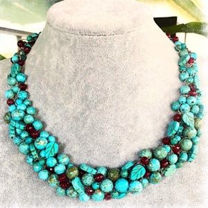 Turquoise & Carnelian Statement Necklace